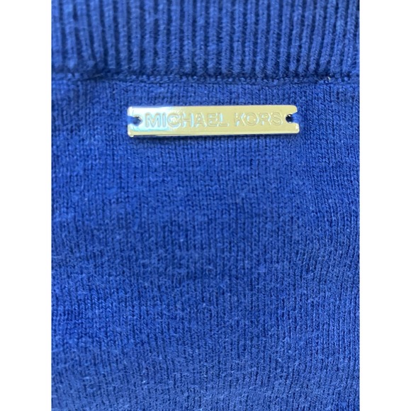 Michael Kors Blue Knit Sweater XL Long Sleeve‎ Lace Up Shoulder Detail - Picture 4 of 7